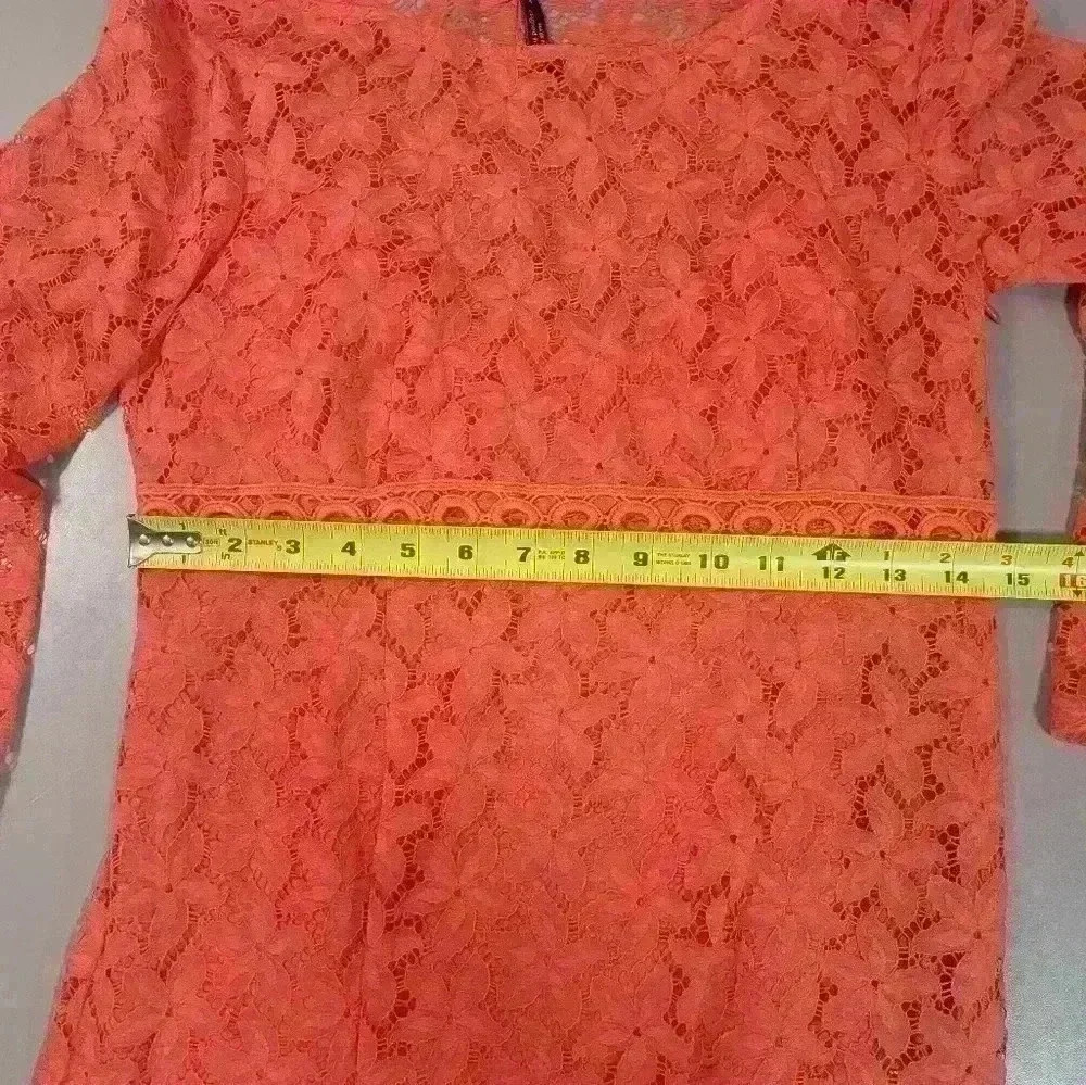 Laundry by Shelli Segal Size 4 Orange Lace Overlay Dress - Picture 7 of 16